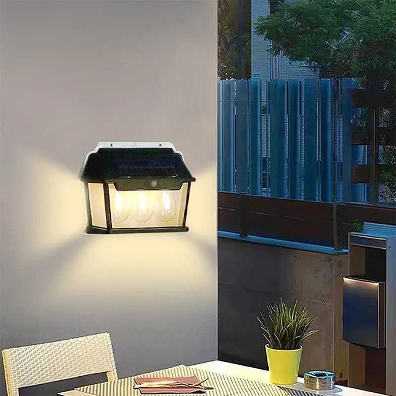 LED Solar Tungsten Light Human Body Induction Solar Wall Lamp Waterproof House Garden Yard Street Emergency Night Filament Lamps C251007