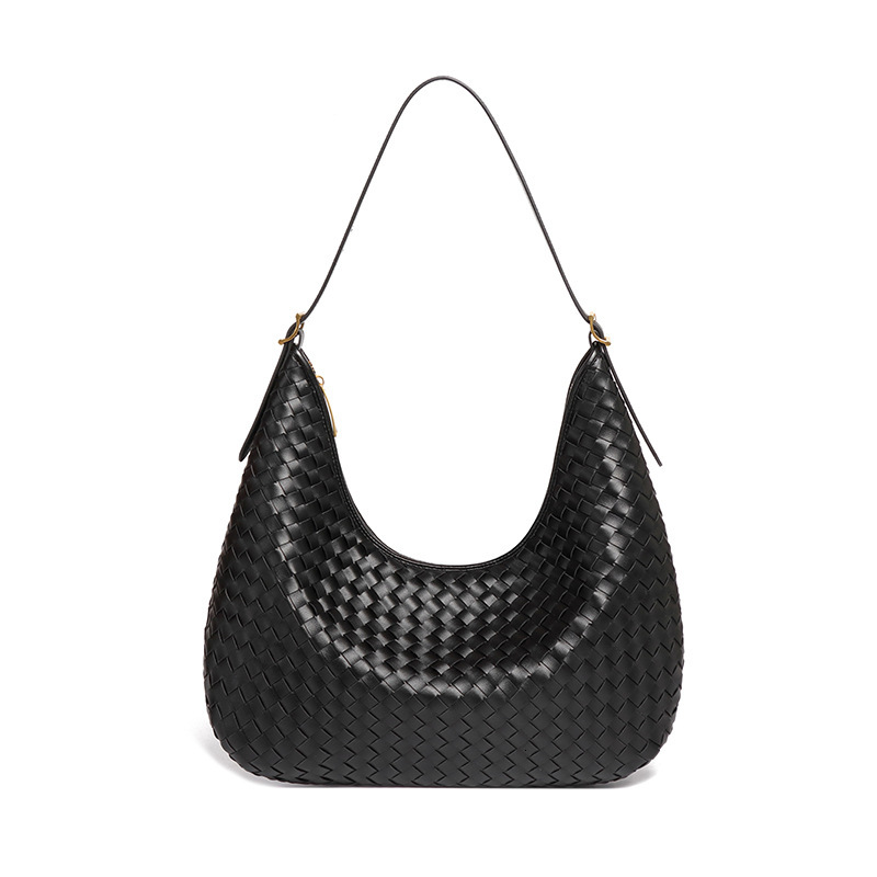 Women's New Minimalist Woven Underarm Crescent Commuter Shoulder Tote Bag