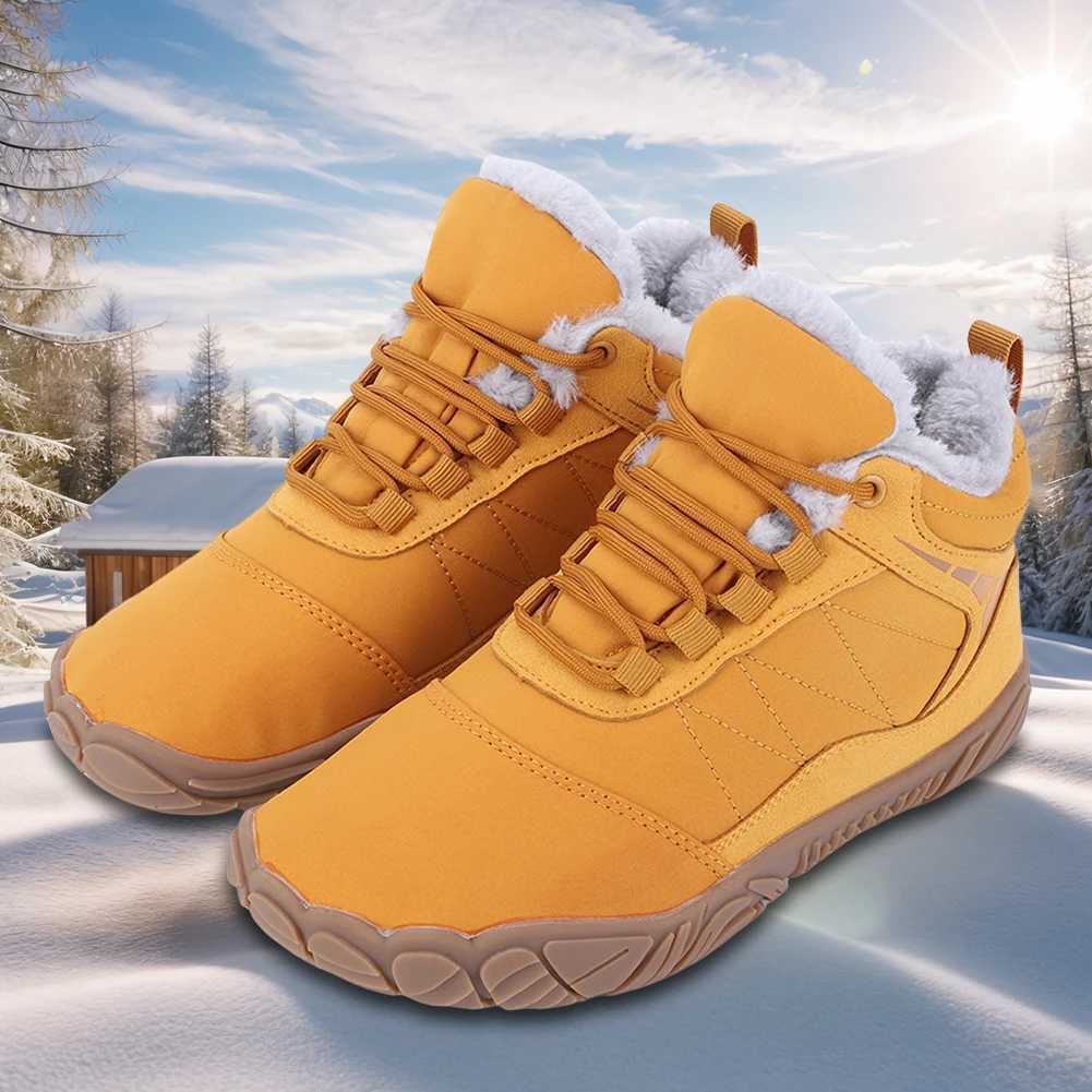 Womens Mens Waterproof Winter Plush Barefoot Shoes Non Slip Snow Boots Cotton Warm Fur Lined Unisex Walking Hiking Outdoor Shoes J251007