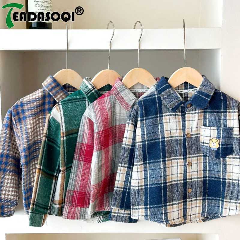 29Y Childrens Plaid Shirt Clothing For Boys And Girls Autumn Winter Long Sleeve Lapel Single Breasted Cardigan Base TShirt C251007