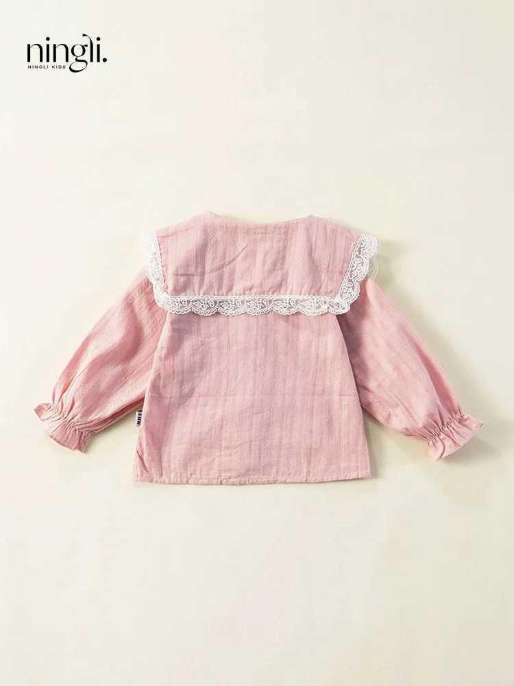 Girls White Shirt Lapel Childrens New Autumn Embroidered Shirt Baby Girl Trendy Long Sleeve Top C251007