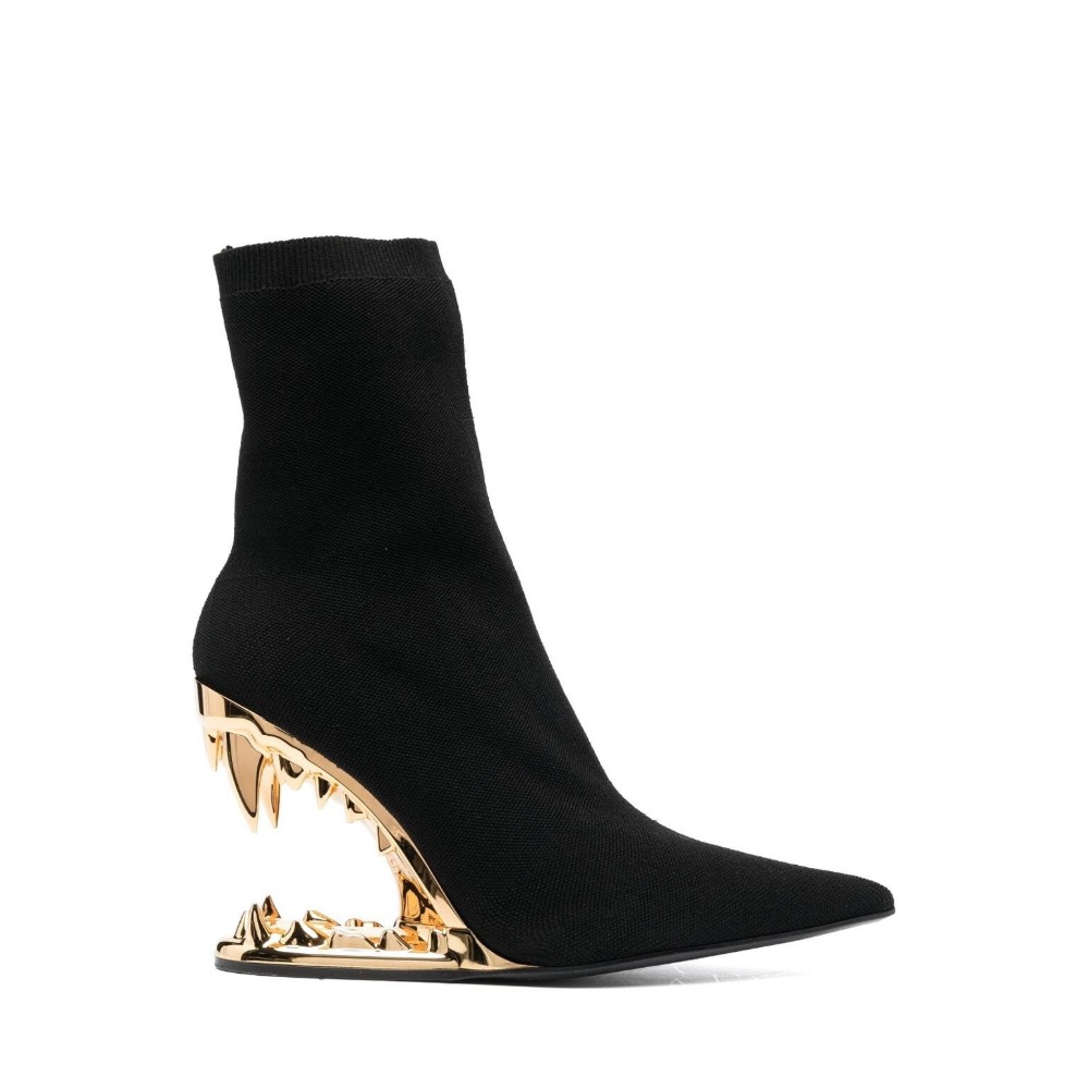 Fashionable New Style for Ladies: High-top Stiletto Boots Featuring Tiger Teeth Special-shaped Heel Detailing