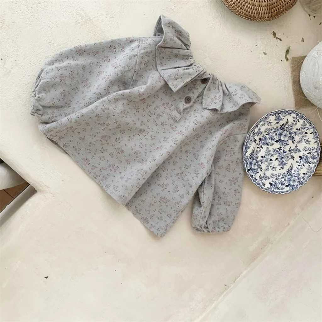 WT22425 Children Clothing SpringAutumn Flower Soft Shirt for Newborn Baby Elegant Doll Collar Long Sleeved Top for Toddler Girl C251007