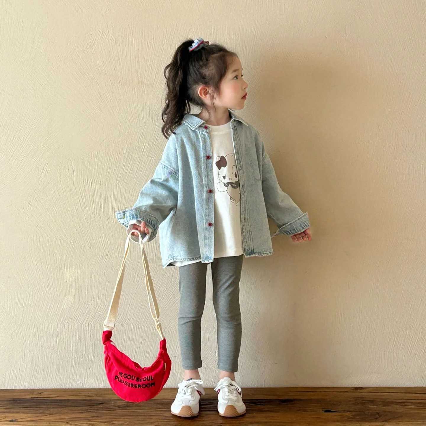 2025 Spring New Childrens Clothing Korean Version of Childrens Clothing Girls Casual Denim Shirt Kindergarten Denim Jacket C251007