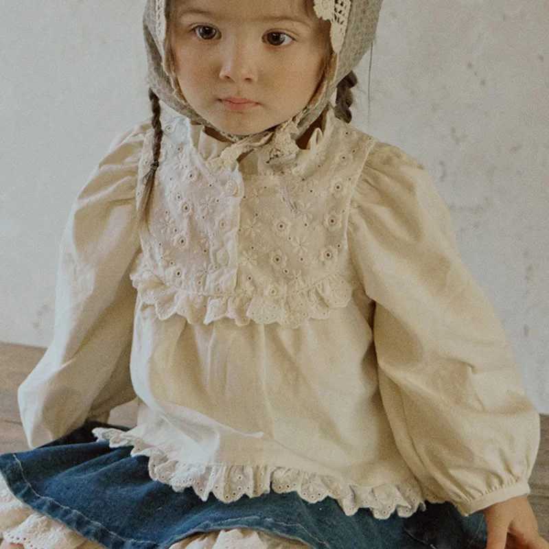 2025 Autumn New Korean Children and Girls Cotton Lace Court Style Longsleeved Shirt Fahsion Casual Baby C2510071