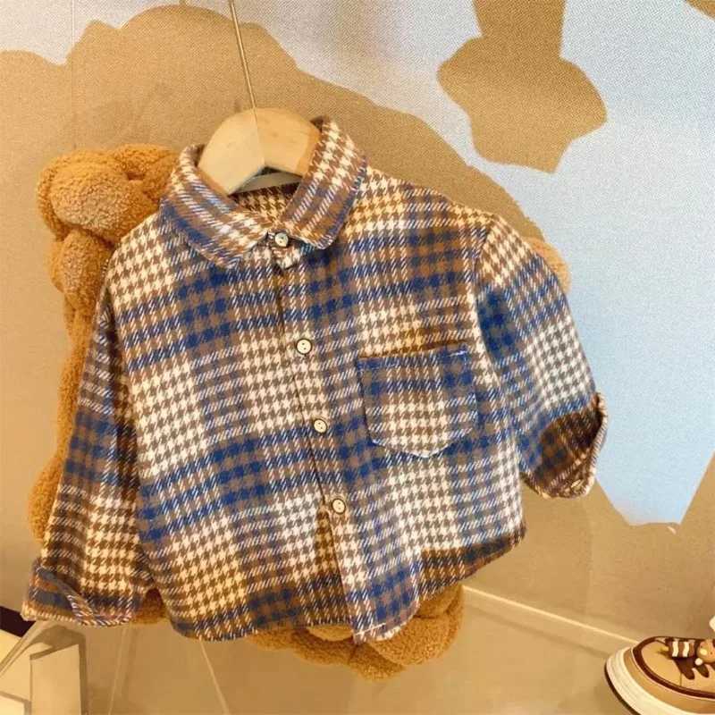 2025 Spring Autumn Fashion Children Tops Boys Buffalo Plaid Flannel Shirt C251007