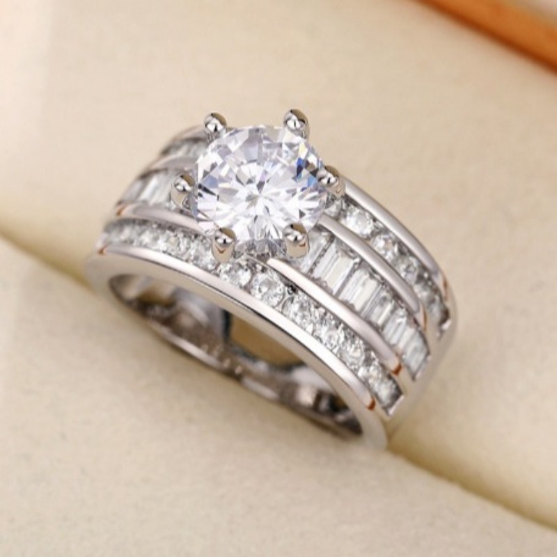 Fashionable Sparkling Zircon Ring Wedding Engagement Crystal Ring Men Women Wedding Ring 6 Style Selection US6-10 25107