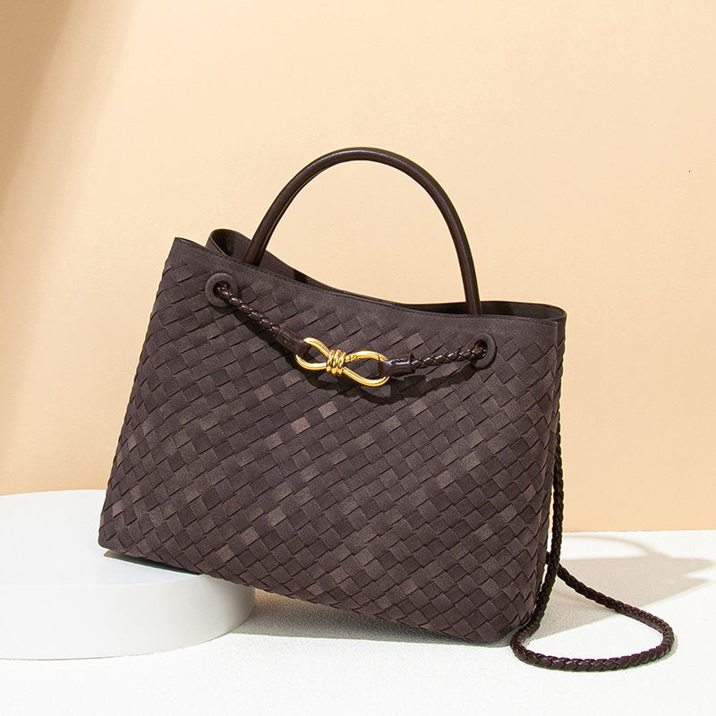 New Fashion Women's Handbag Shoulder Crossbody Handwoven Soft Leather Tote Bucket Bag