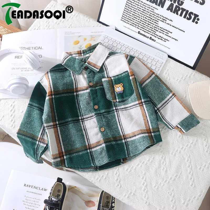 29Y Childrens Plaid Shirt Clothing For Boys And Girls Autumn Winter Long Sleeve Lapel Single Breasted Cardigan Base TShirt C251007