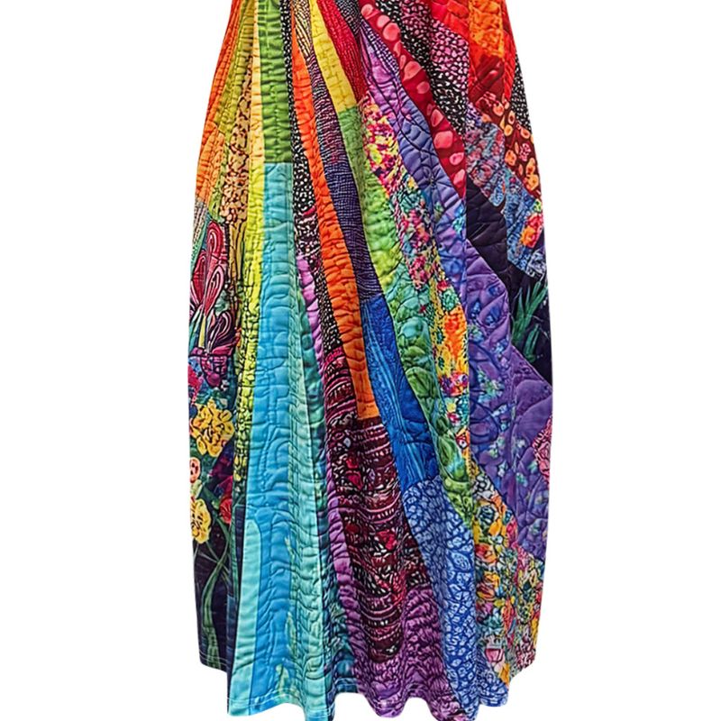 Casual Elegance: Lightweight Long Skirted Outfit Featuring Eye-catching Sunflowers for Warm Weather Events-CF50629