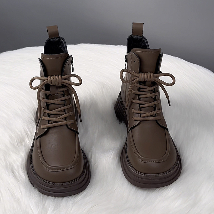 Soft Leather Wool Lining Warm Cotton trend Boots Luxurious Shoes Autumn And Winter New Designer Shoes New Thick Soled Short Boots Flat Soled Shoes - view 7