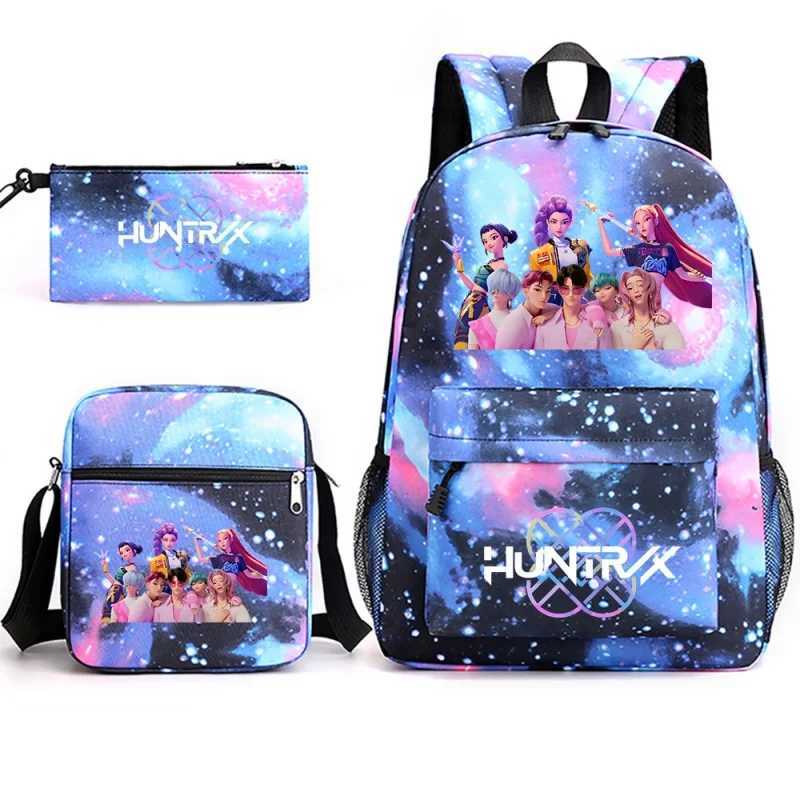 Kpop Demon Hunters Print Student Backpack Pencil Case Set For Student Kpop Anime GirlS Birthday Gift L251007