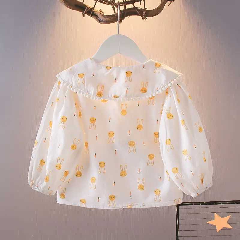 Spring Autumn Girls Shirt Clothes With Vest Long Sleeve Baby Cotton Linen Cardigan Shirt Turn Down Collar Blouse C251007