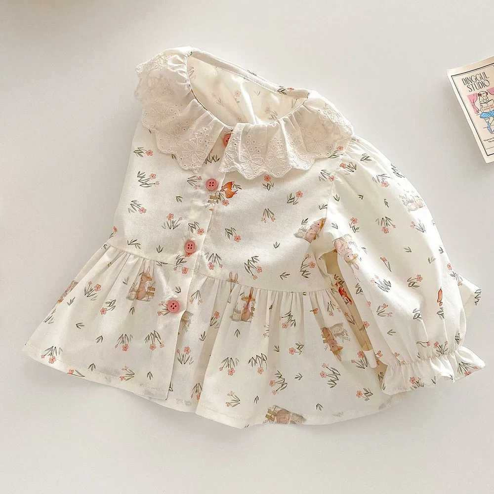 Girls Blouse Floral Cotton Collar Spring Toddler Long Sleeve Tops Princess 1st Birthday Kids Shirts Childrens Clothing C251007