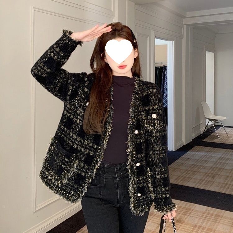 2025 plus size casual designer jacket fashionable coarse fur short jacket design style loose women's cardigan jacket autumn and winter new luxury