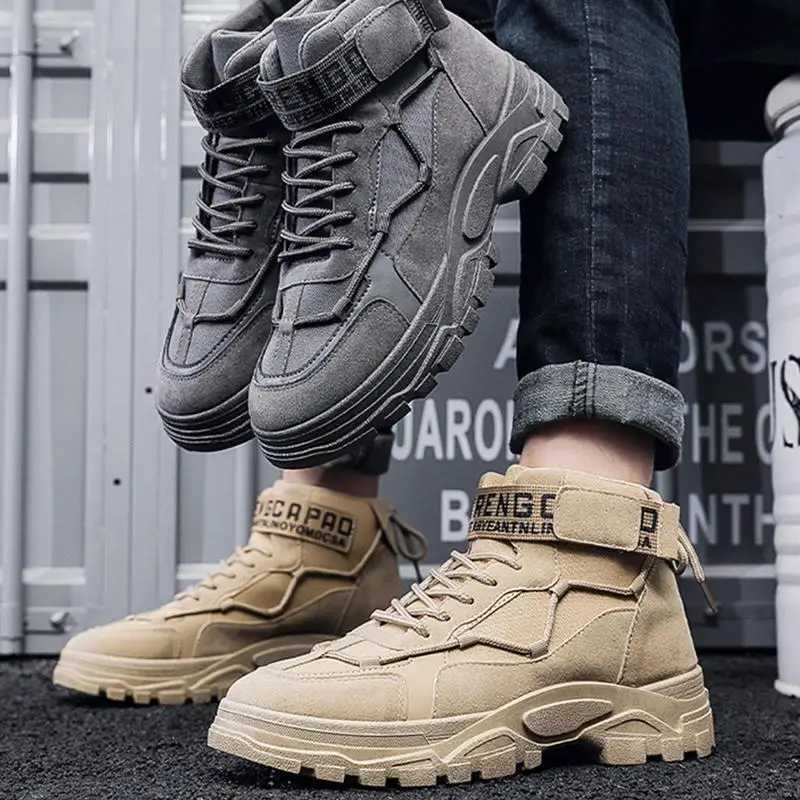 Mens High Top Hiking Boots NonSlip Outdoor Trekking Tactical Military Boots Ankle Protctor Camping Climbing Biking Work Shoes J251007