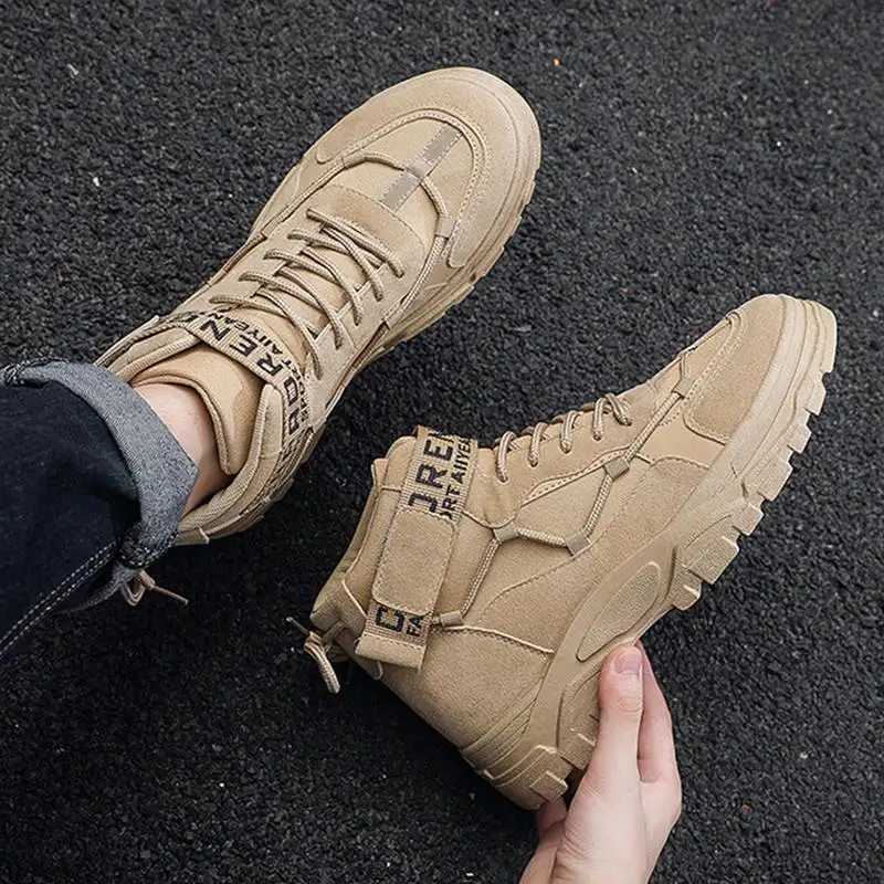 Mens High Top Hiking Boots NonSlip Outdoor Trekking Tactical Military Boots Ankle Protctor Camping Climbing Biking Work Shoes J251007