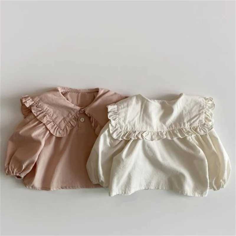 Childrens Clothing 2025 Korean Fashionable Spring Clothing New Top for Girls Babies Lace Lapel Base Casual Shirt C251007