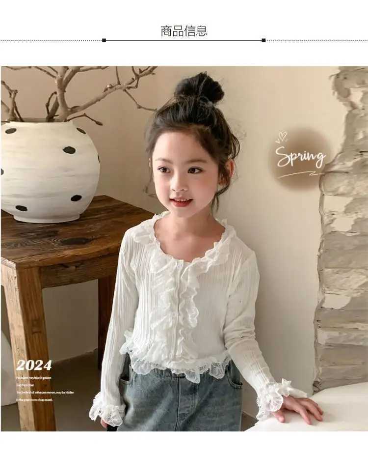 Interior Top Lace Small Shirt Blouses Tops White TShirt Fashionable Western 2025 New Children Treasure Korean Spring Autumn C251007