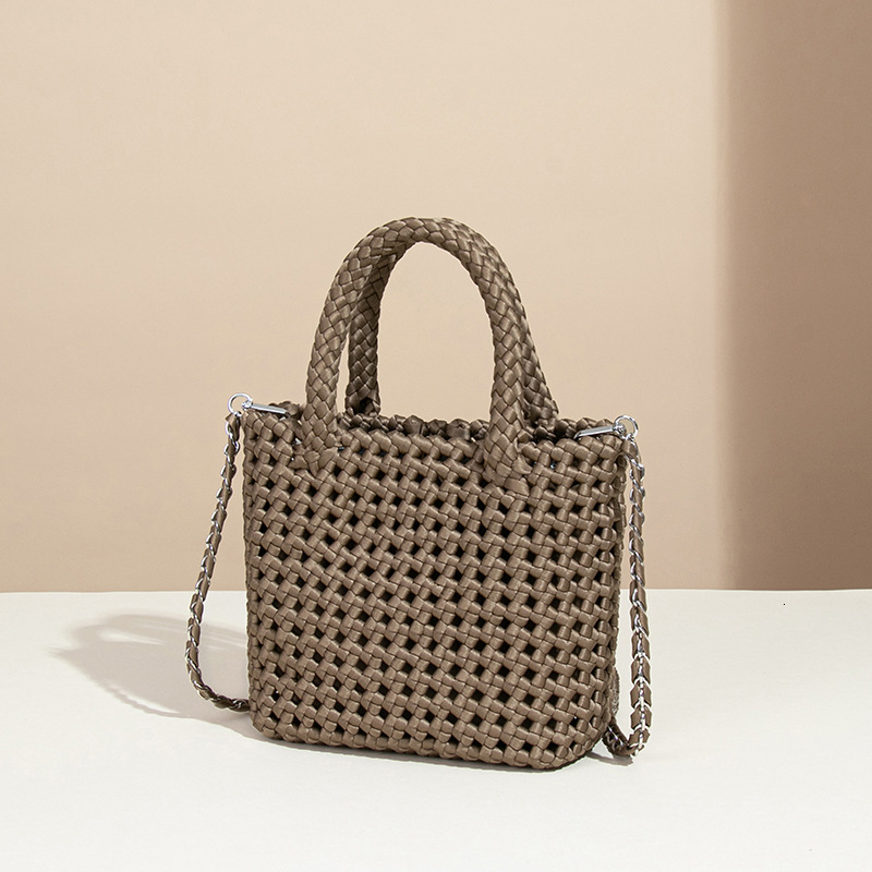 New Handmade Woven High-End Hollow Out Basket Handbag Tote Chain Crossbody Bag