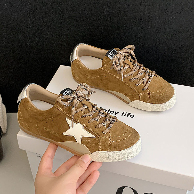 Premium Luxury Shoes 2025 Women's Genuine Leather Sneakers with Star Print Breathable Soft Sole Flat Fashion Shoes Free Shipping