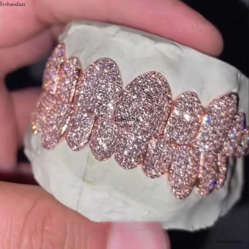 Hiphop Jewelry Dia For Teeth Sterg Sier Iced Out Custom Bust Down Moissanite Grillz aaa