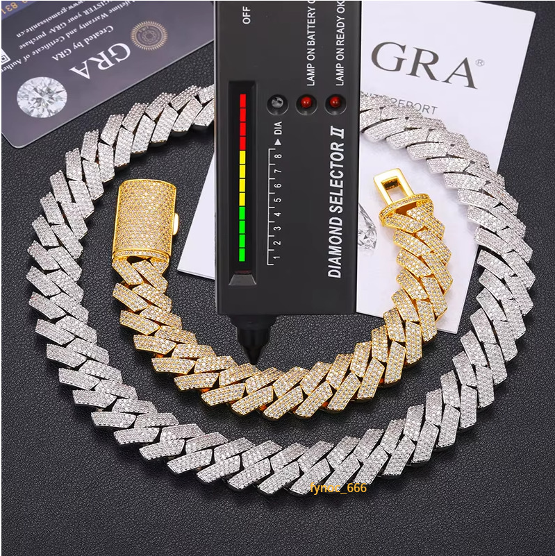 Gra Certified 820mm Luxury Hip Hop Jewelry 925 Silver Mens Iced Out Vvs Diamond Mossanite Moissanite Cuban Link Chain Bracelet