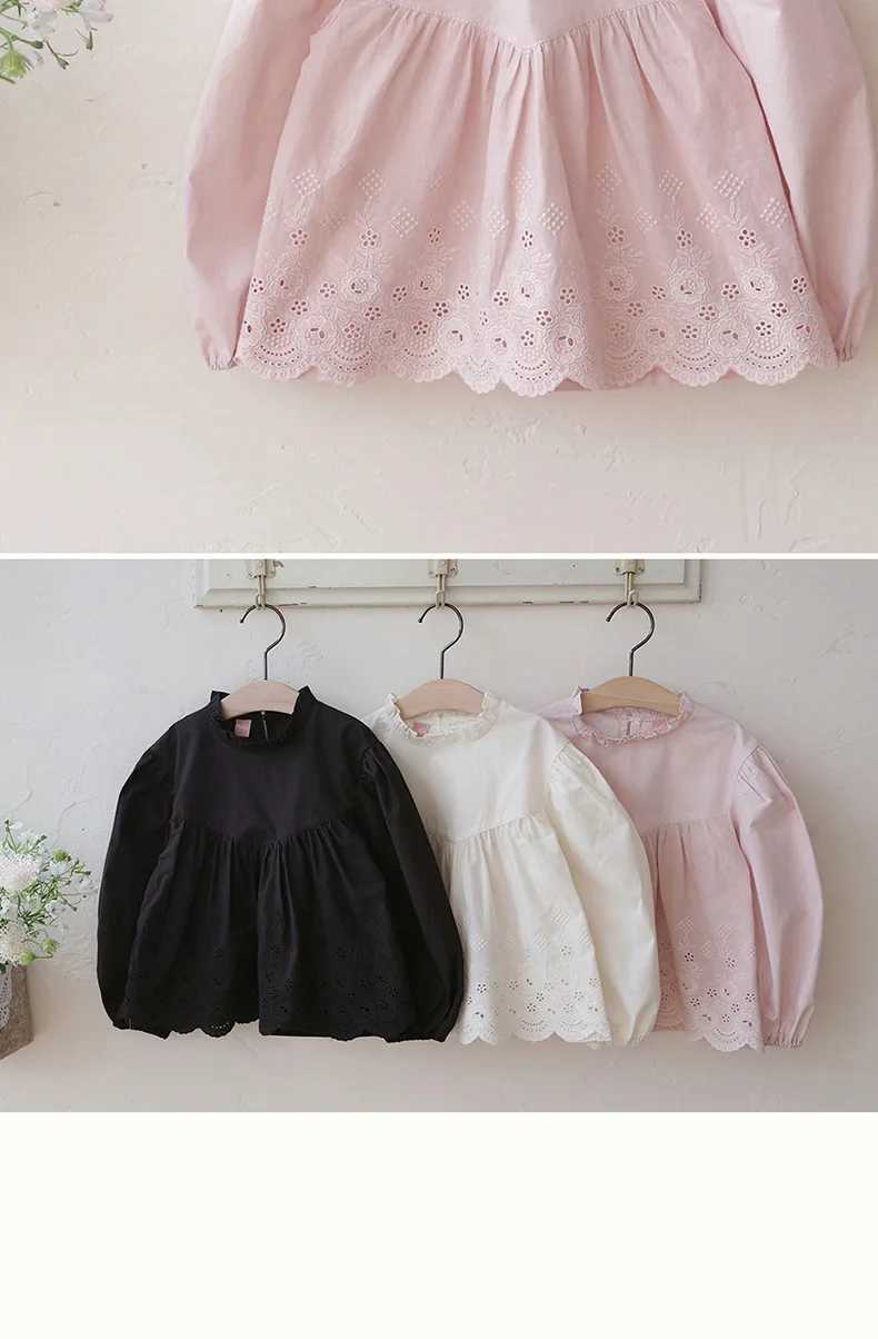 Kids Blouse for Girls 2024 Baby Girls Lace Doll Long Sleeve Shirt Princess Shirts Blouse White Blouse C251007