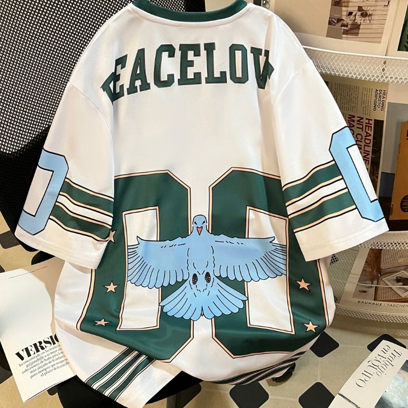 Retro Peace Dove Printed Sports T-shirt (Unisex) | Breathable Quick-drying Digital Print Loose Couple Short-sleeve Top-1