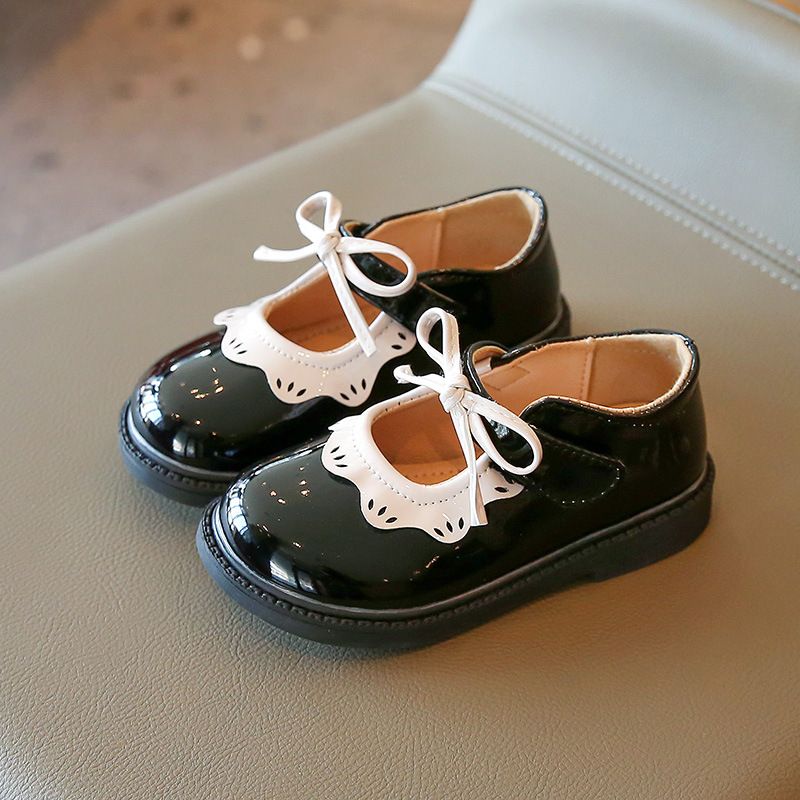 Shoes for Kids Girls Princess Shoes Wine Red Black Ruffles Elegant Patent Leather Bowknot Umshop Children Girl Toddlers Flat Shoes Sizes 21 - 35 U0356