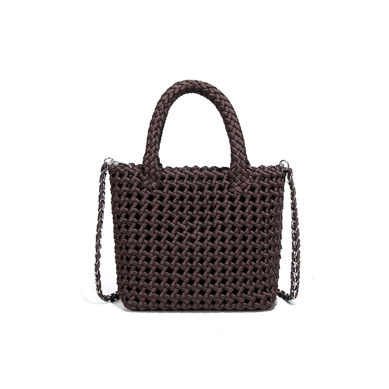 New Handmade Woven High-End Hollow Out Basket Handbag Tote Chain Crossbody Bag