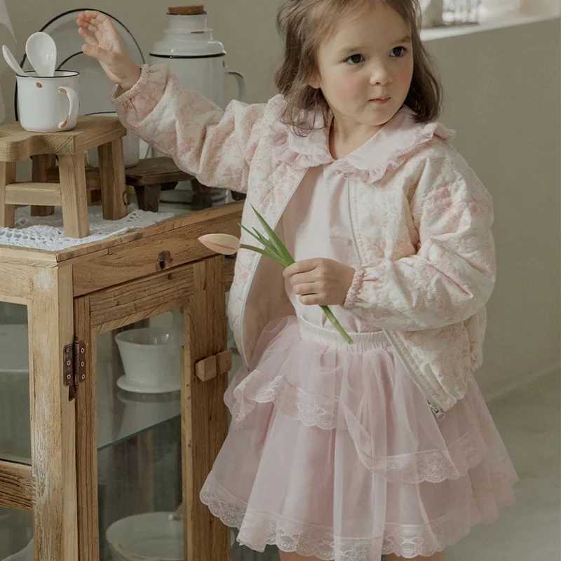 Blouses Spring Korea Girls Children Clothing Lovely Lapel Collar Solid Color Long Sleeved Princess Style Shirt 2024 C251007