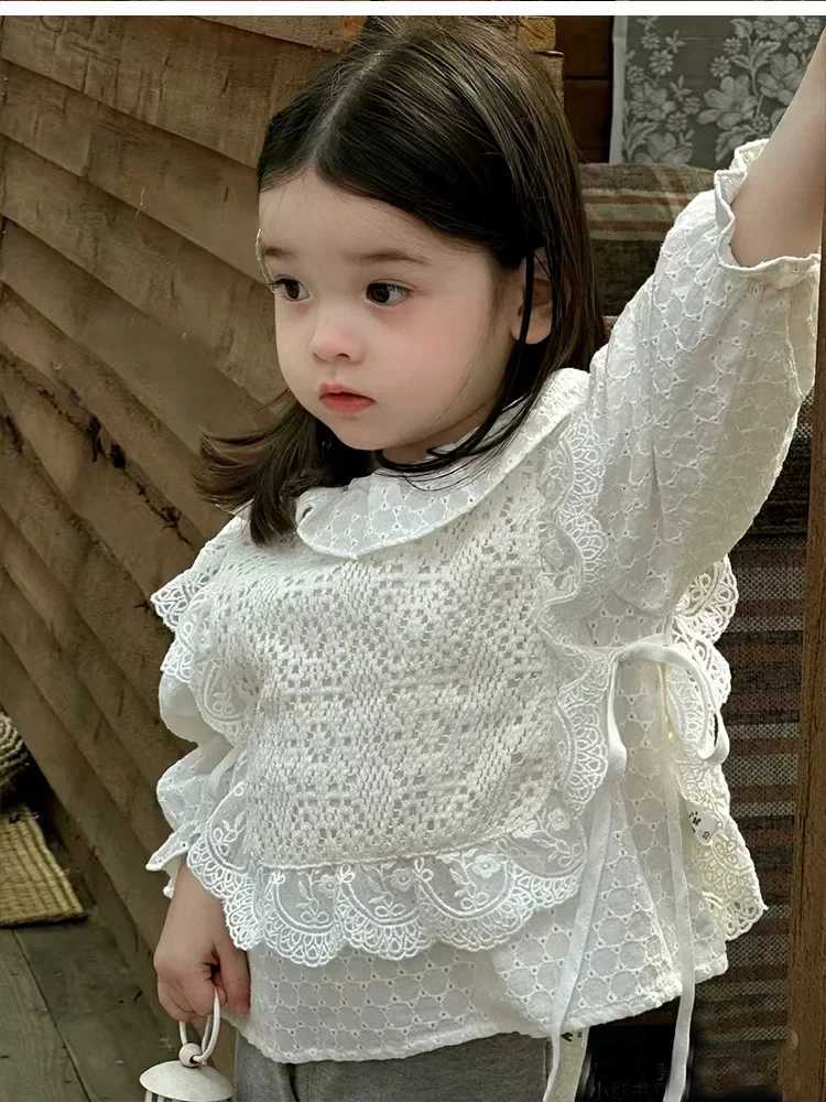 Childrens Clothing 2025 Spring New Style Girls Shirt Childrens French Top Doll Shirt Baby Lace Vest Shirt Trend C251007