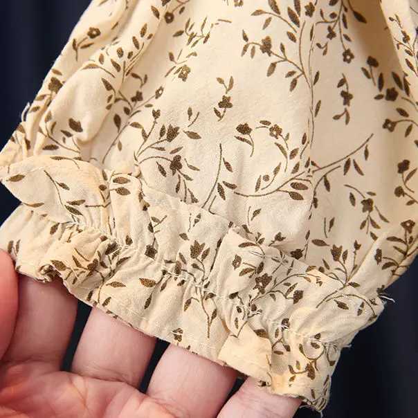 Girls Shirt Long Sleeve 2024 New French Little Girl Floral Shirt Autumn Baby Cotton Doll Collar Top Fashion Vintage Top C251007