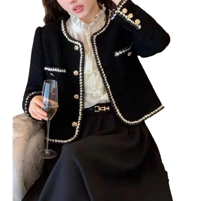 2025 Women's Spring Coarse Wool Short Coat Autumn French Designer Jacket Retro design Design Elegant Social Top Autumn/Winter New Luxury Jacket