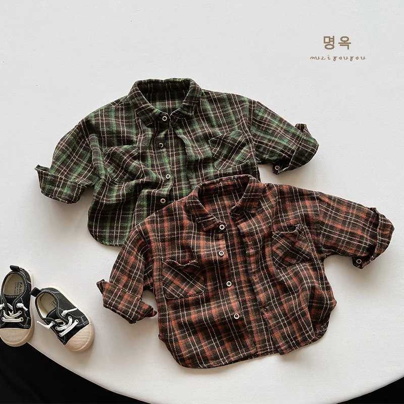 Childrens personalized trendy childrens shirts 2025 spring and autumn new boys and girls Korean childrens longsleeved shirts C251007