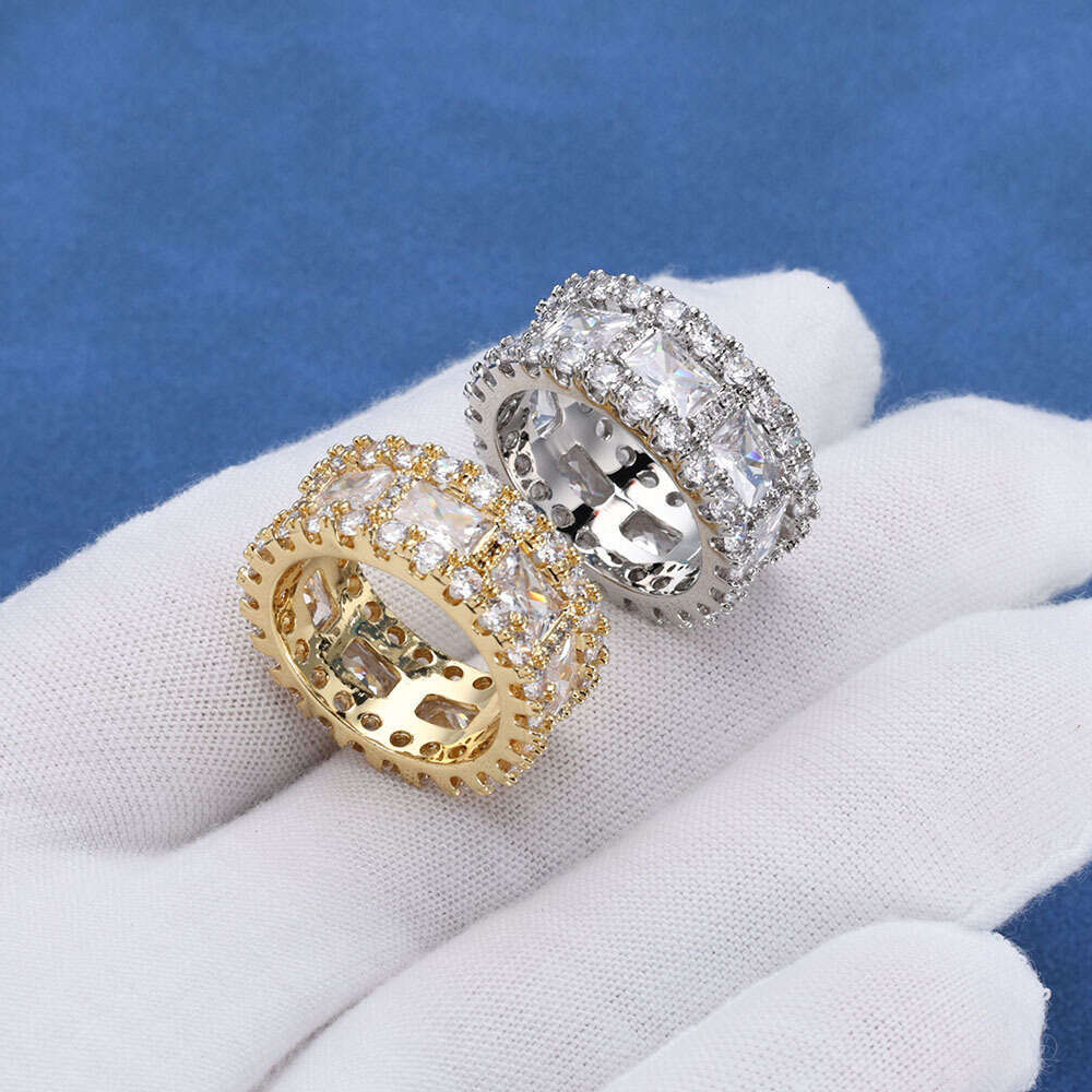 Mixed Inlay T Square High-End Fashion Hip-Hop Ring for Men