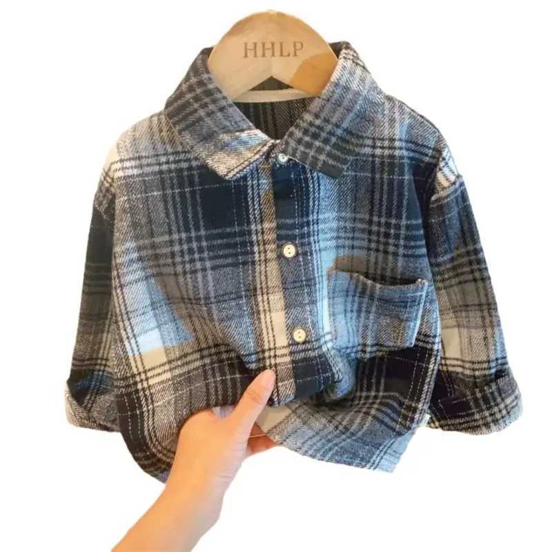 2025 Spring Autumn Fashion Children Tops Boys Buffalo Plaid Flannel Shirt C251007