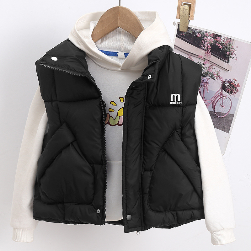 Designer Kids Clothing 2025 Kids Quilted Vest with Stand Collar, 2025 Winter Thickened Thermal Cotton Padded Sleeveless Jacket for Boys and Girls Free