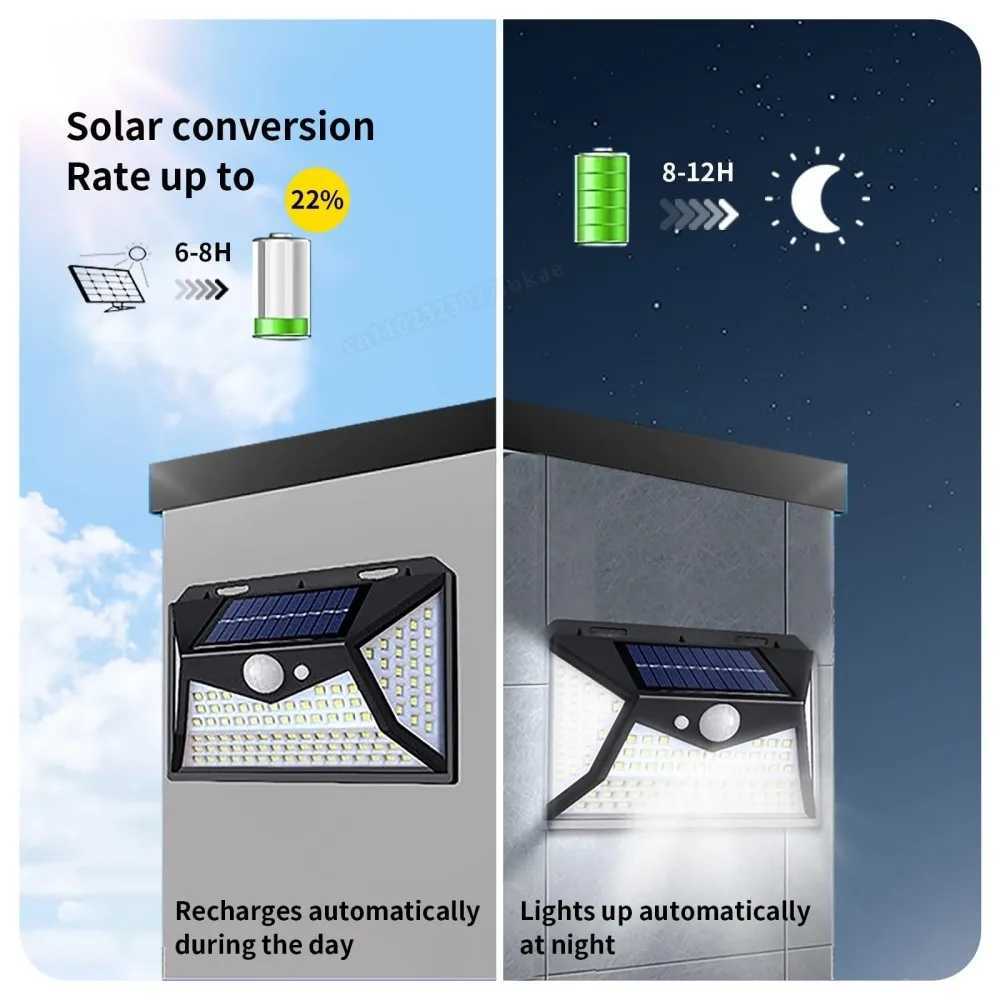 Solar Light Outdoor 100 LED Solar Lights with Motion Sensor 3000LM Waterproof IP65 Solar Powered Wall Light for Garden Yard Path C251007