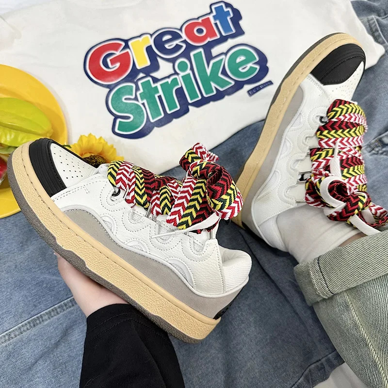 ThickSoled Dad Shoes Menwomen Summer Autumn Lace Up Clunky Sneaker Casual Skateboard Shoes Mixed Color Sport Shoes 250922