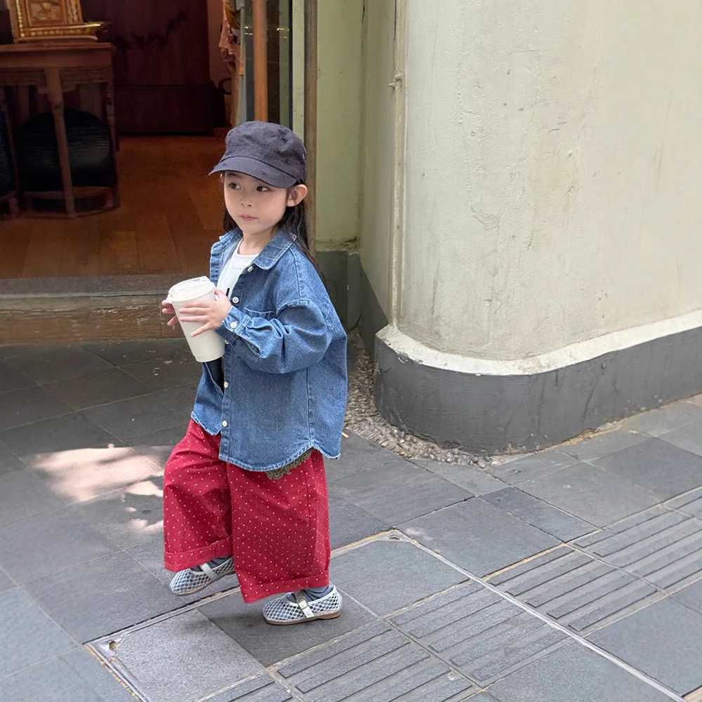 2025 Autumn New Boys and Girls Korean Version Casual Childrens Denim Shirt Jacket Loose Button Jacket Denim Shirt C251007