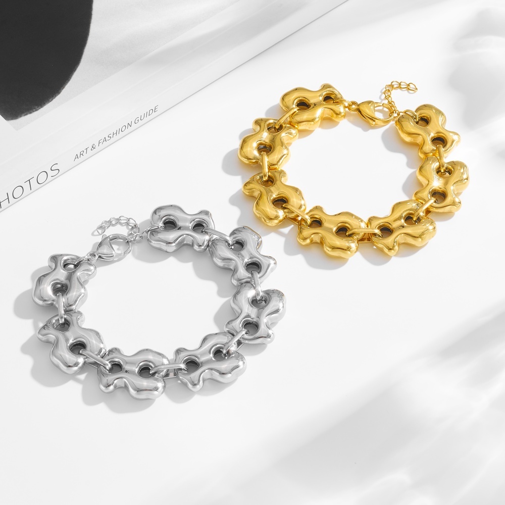 Fashion Women Men Silver Gold Bear Stainless Steel Cartoon Animal Hollow Black Weave Cotton Rope Bracelets Jewelry Pulsera Gift