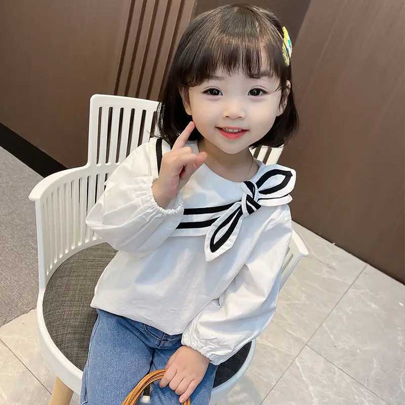 Kids Girls Longsleeved Shirts New Childrens Spring and Autumn Bottoming Shirts Girls Baby Bow Shirts Tops C251007