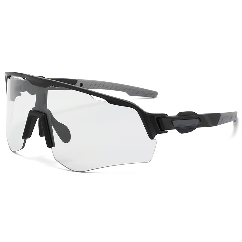 Outdoor cycling large frame color changing sunglasses, windproof sports glasses, men's and women's hiking sunglasses, fishing sunglasses