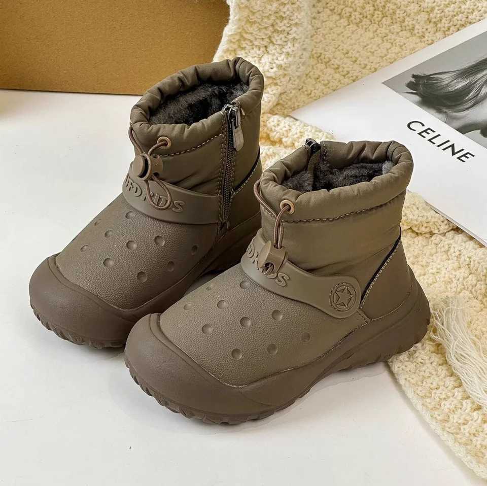 Unisex Kids Outdoor Antislip Winter Snow Boots Warm Plush Toddler Boys Girls Comfortable Walking Plush Shoes Children SneakersT251007