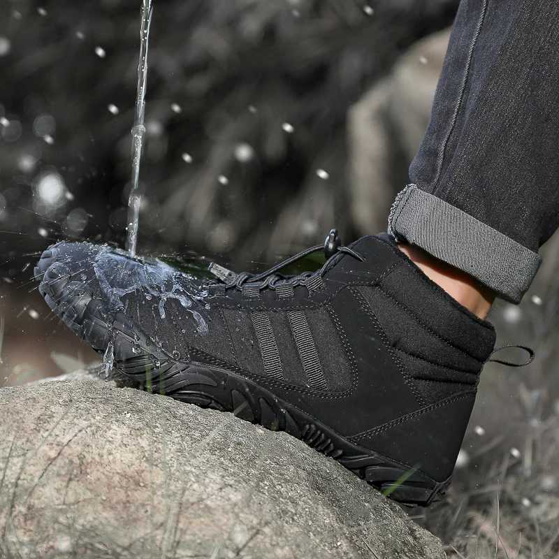 2024 Snow Boots Waterproof Men Winter Shoes Barefoot Ankle Boots Couple Snow Shoes Outdoor Hiking Shoes Fur Warm Plush Boots J251007