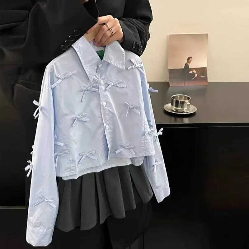 214 Year Girls Spring Shirt New Korean Childrens Elegant Sweet Bow Shirt Loose Casual Coat Kids Top 90170cm C251007