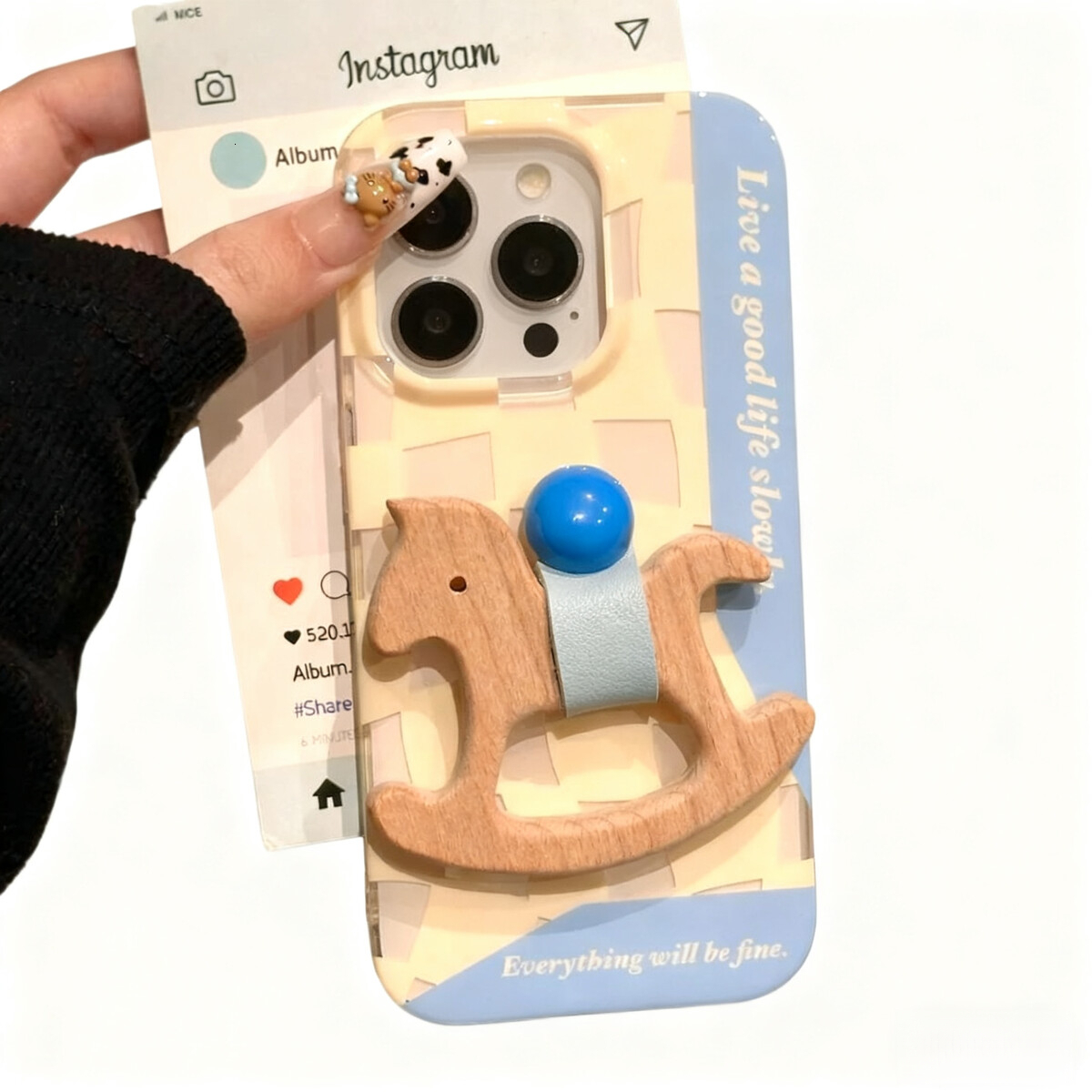 for iPhone 17 Pro Cover Protective Anti Slip Wooden Plaid Trojan Elephant Grip Cute Design Leather Touch Shockproof Case for iPhone Phone Case