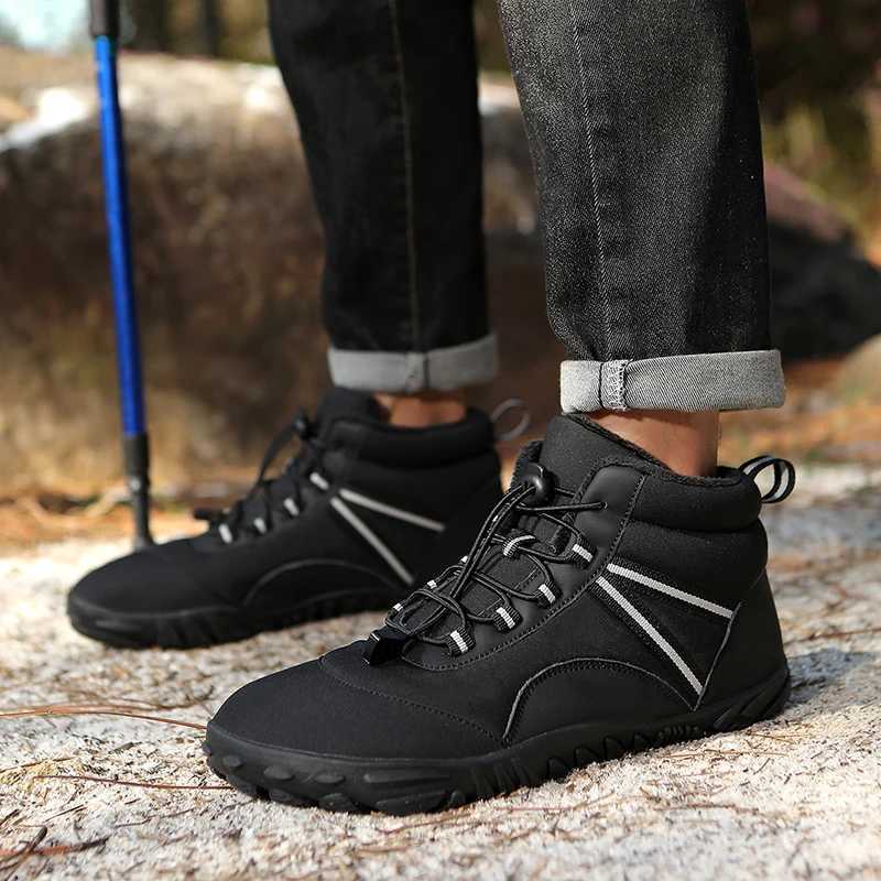 New Men Women Waterproof Barefoot Hiking Shoes Winter Warm Snow Boots Men Minimalist Sneakers Outdoor Trekking Climbing Boots J251007
